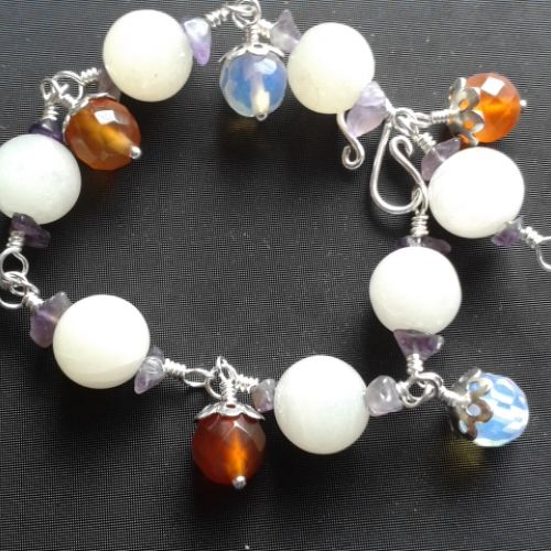 Carnelian Quartz Amethyst Jade Bracelet